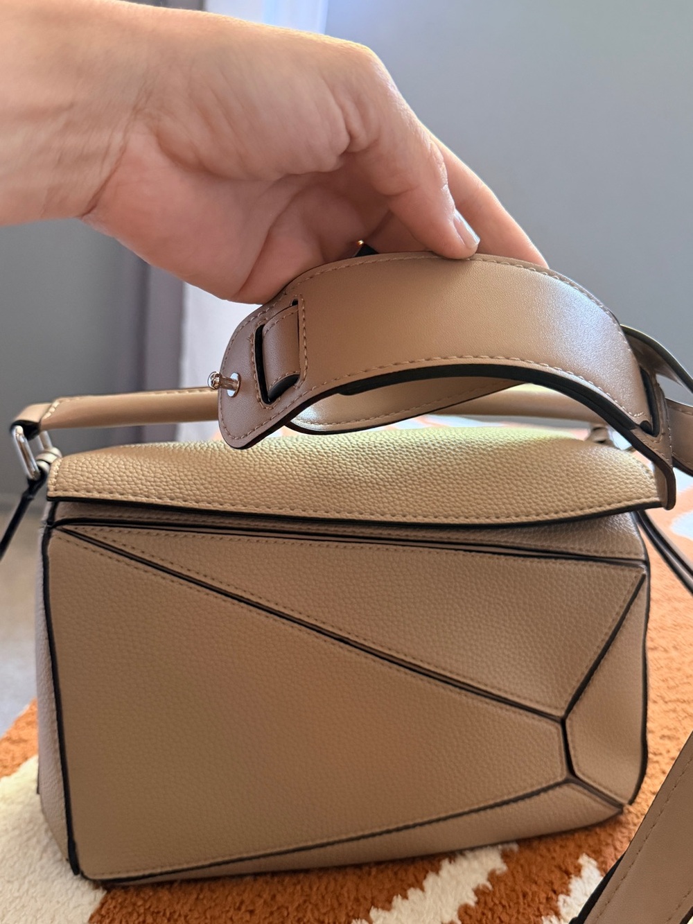 Structured Taupe Women’s Top-Handle Bag